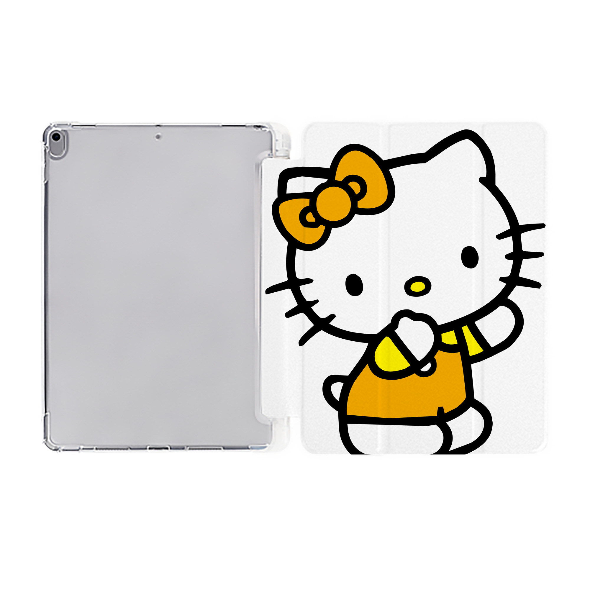 （画像用） Hello Kitty ハローキティ IPad ケース ペン収納付き 三つ折りスタンド PUレザー×シリコン 対応機種9.5/10.5/10.9インチ